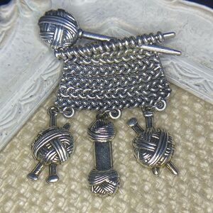 Vintage Knitter’s Brooch Knitting Crafter Gift